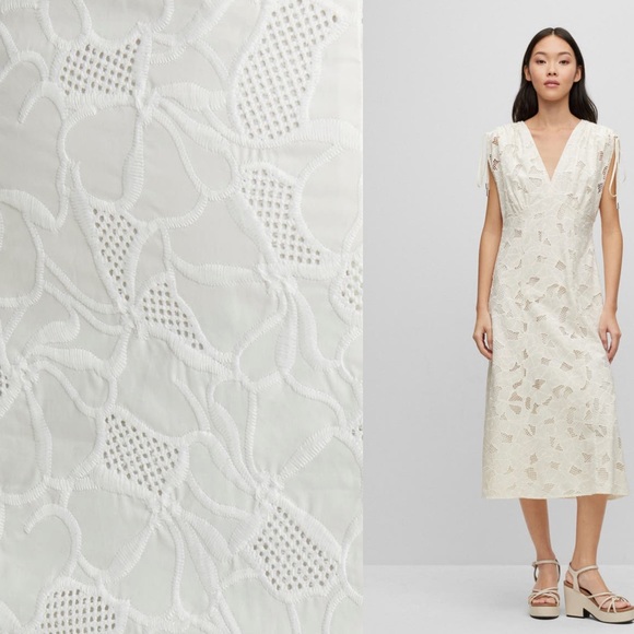 BOSS Dipata Embroidered Cotton Blend Dress, Sustainable Style - Picture 2 of 8